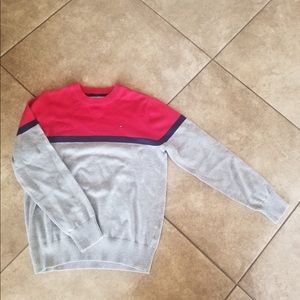 NWT Tommy Hilfiger grey red Crew neck sweater